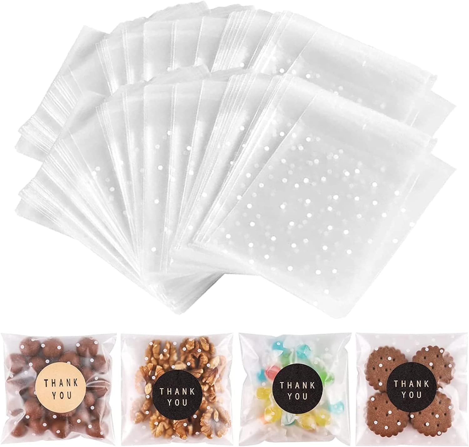Self Sealing Cellophane Bags, Cookie Bags, Gift Giving Treat Bags, Gift Bag -Pack of 200 (4 Self Sealing Cellophane Bags, Cookie Bags, Gift Giving Treat Bags, Gift Bag -Pack of 200 (4